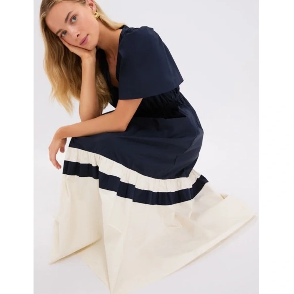 TUCKERNUCK
Navy and Cream Cotton Mitchell Dress_12